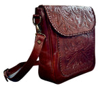 The Kimberly| Hand-Tooled Leather Messenger Bag - Che Cose Belle