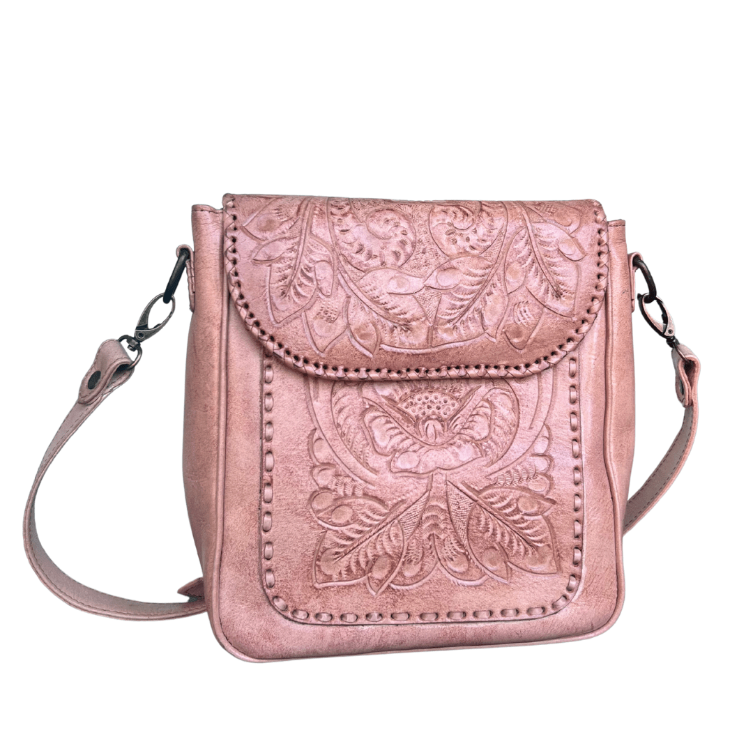The Kimberly| Hand-Tooled Leather Messenger Bag - Che Cose Belle