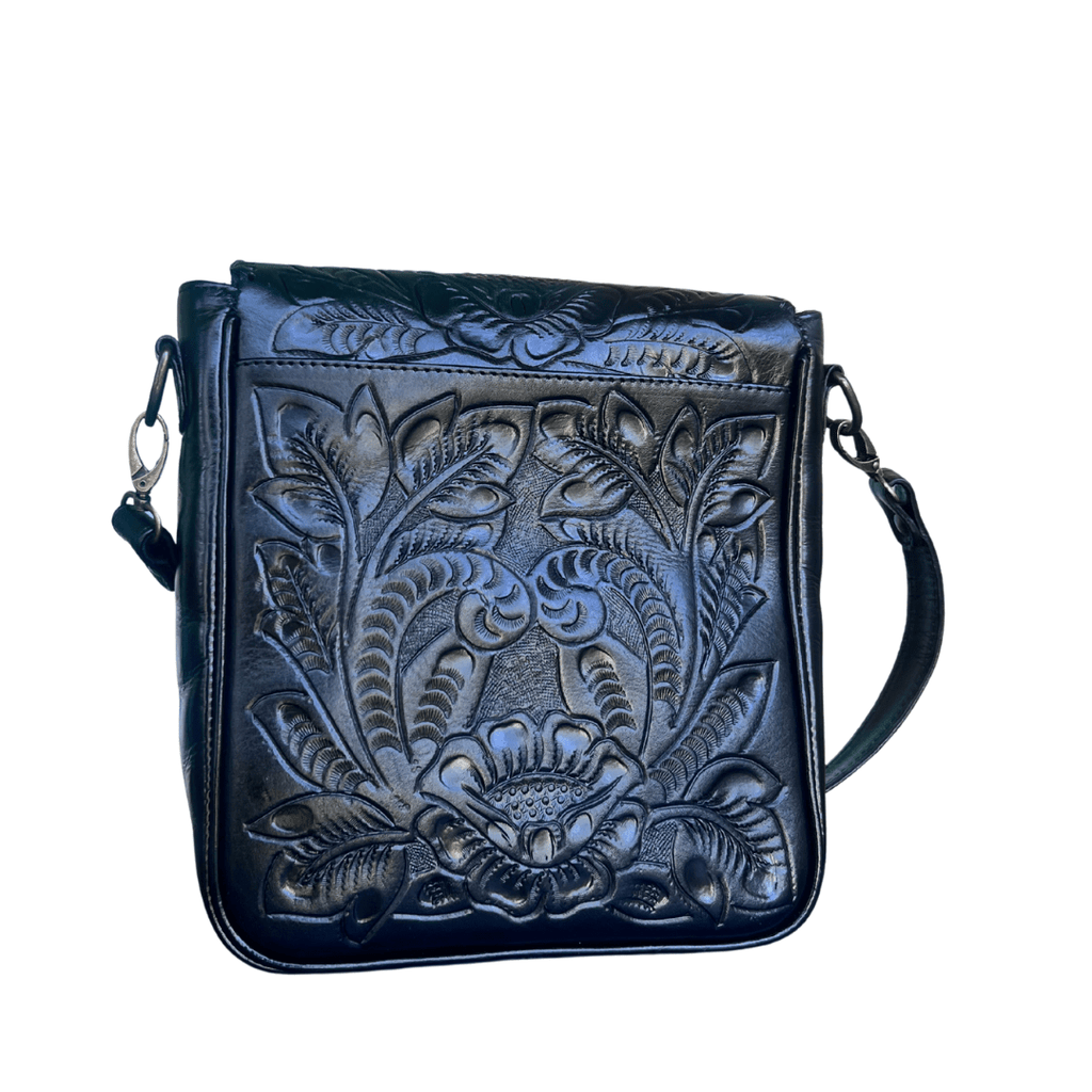 The Kimberly| Hand-Tooled Leather Messenger Bag - Che Cose Belle