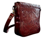 The Kimberly| Hand-Tooled Leather Messenger Bag - Che Cose Belle