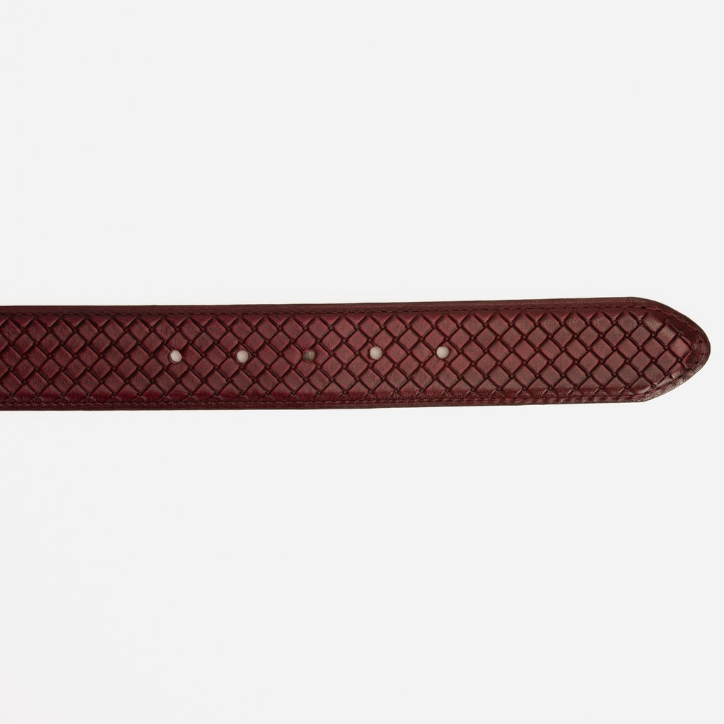 The Layla Burgundy Woven Pattern Leather Belt - Che Cose Belle