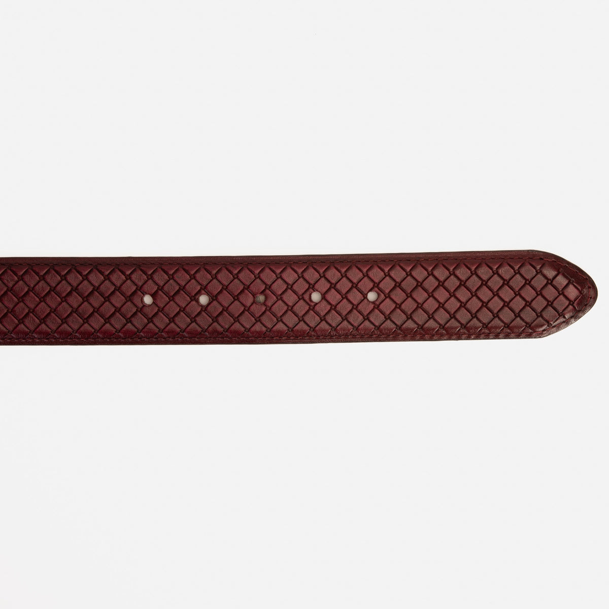 The Layla Burgundy Woven Pattern Leather Belt - Che Cose Belle