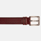 The Layla Burgundy Woven Pattern Leather Belt - Che Cose Belle