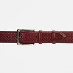 The Layla Burgundy Woven Pattern Leather Belt - Che Cose Belle