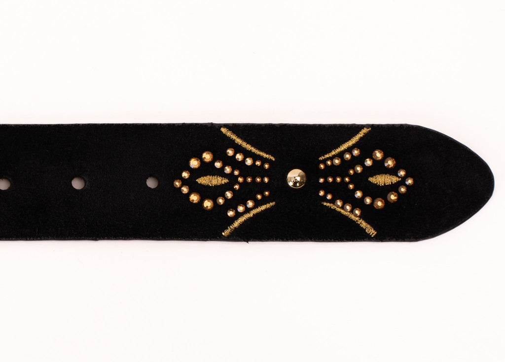 The Lazio Black Suede Leather Belt - Che Cose Belle