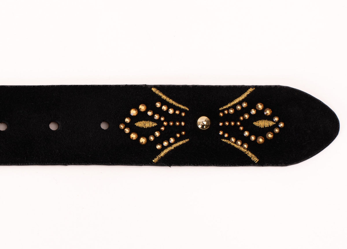 The Lazio Black Suede Leather Belt - Che Cose Belle