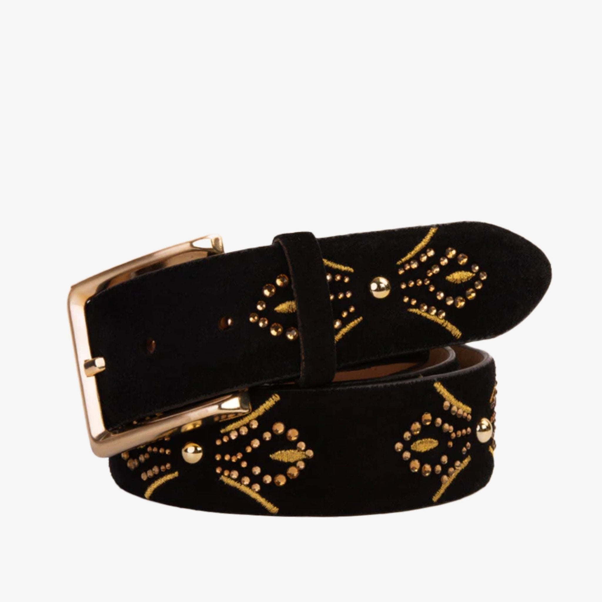 The Lazio Black Suede Leather Belt - Che Cose Belle