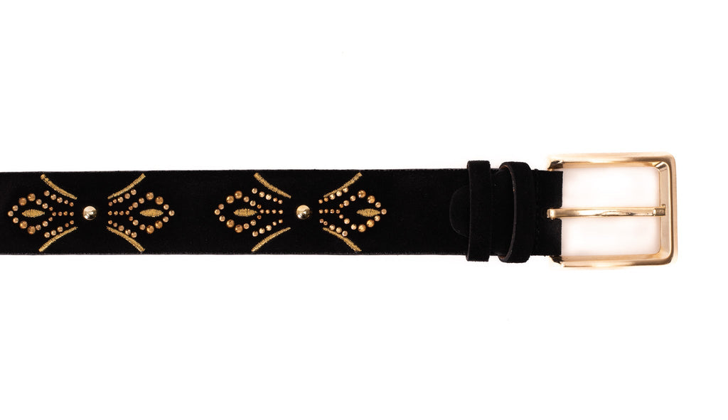 The Lazio Black Suede Leather Belt - Che Cose Belle