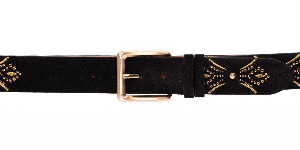 The Lazio Black Suede Leather Belt - Che Cose Belle