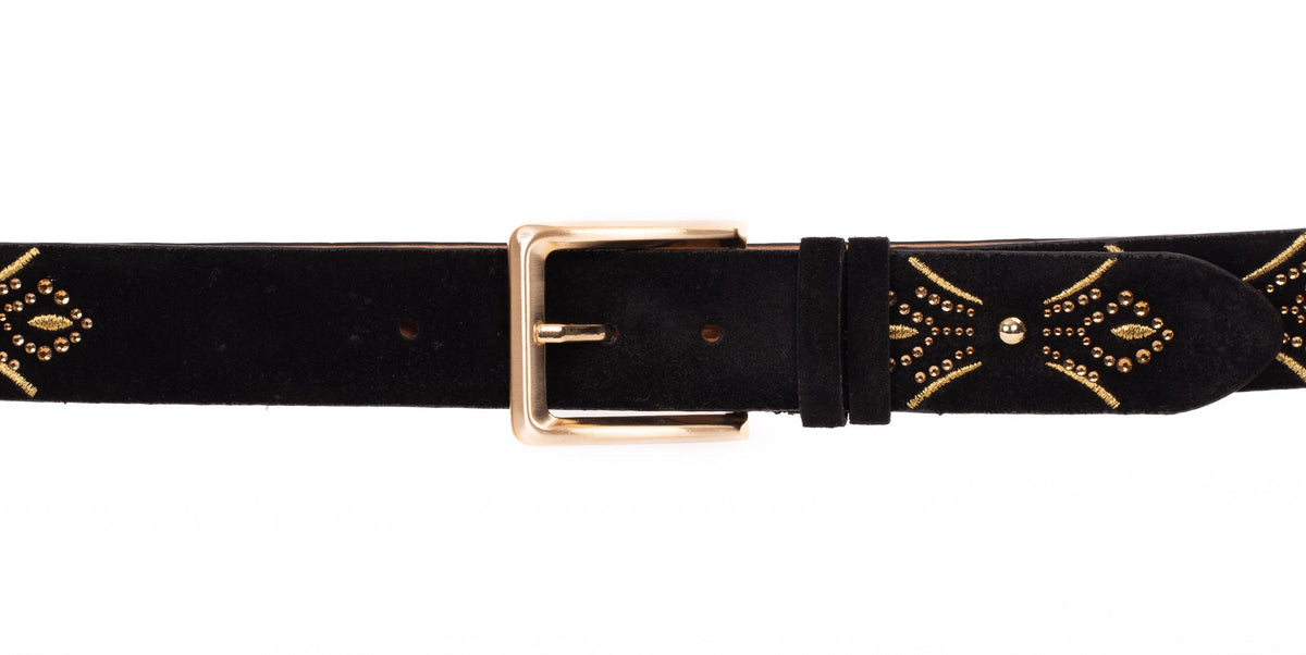 The Lazio Black Suede Leather Belt - Che Cose Belle