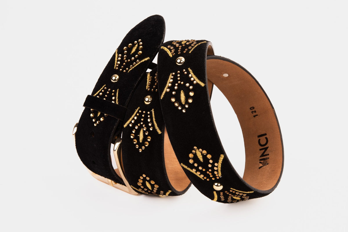 The Lazio Black Suede Leather Belt - Che Cose Belle