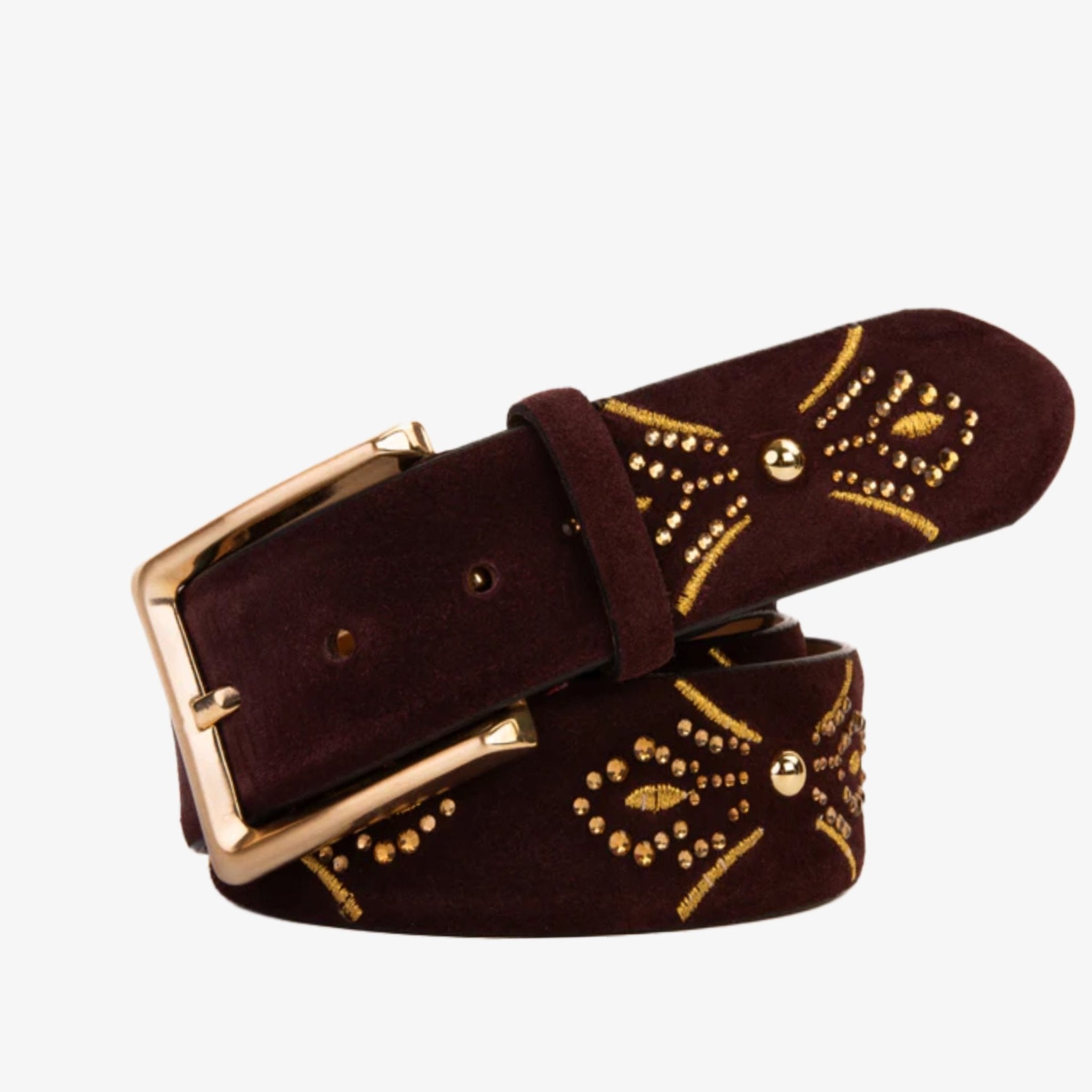The Lazio Burgundy Suede Leather Belt - Che Cose Belle