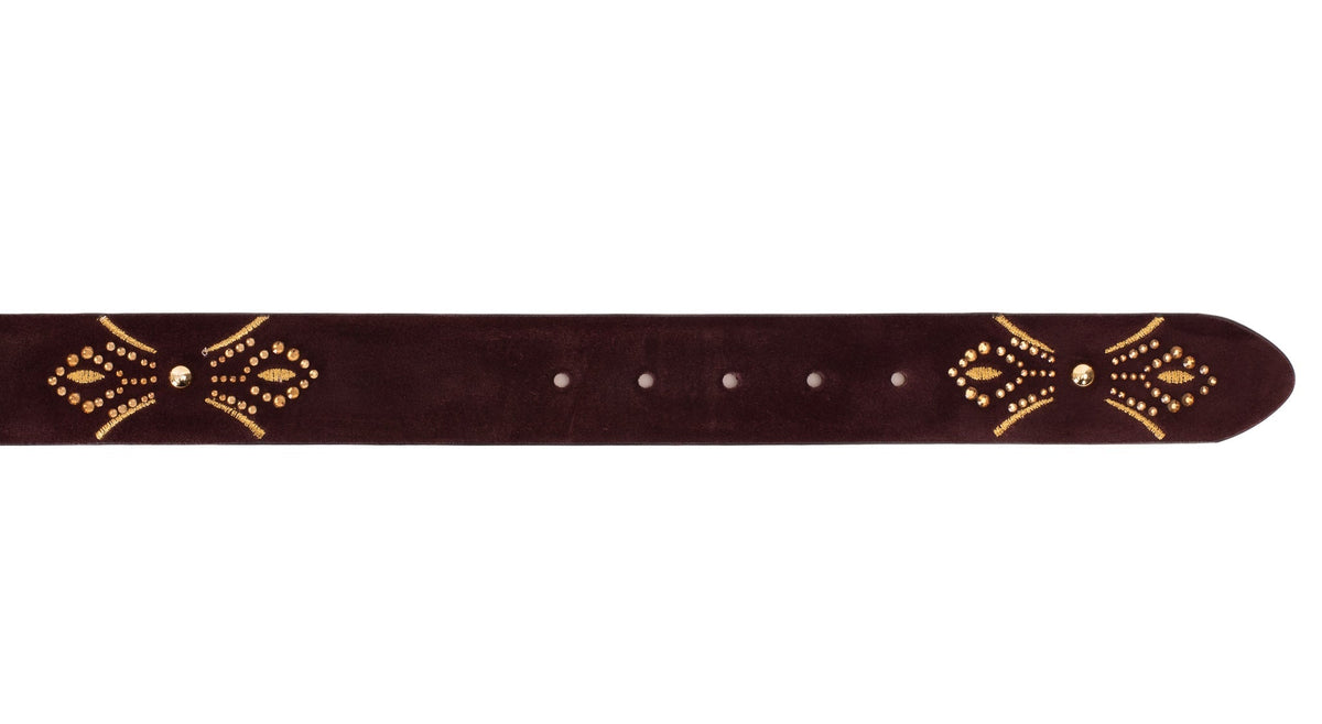 The Lazio Burgundy Suede Leather Belt - Che Cose Belle