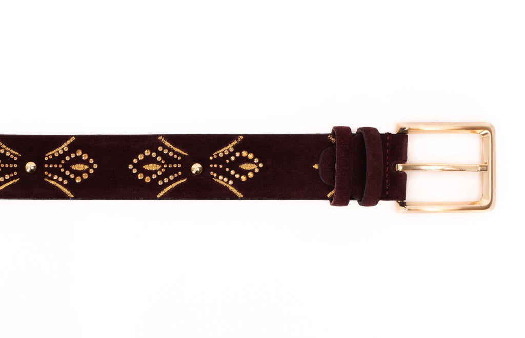 The Lazio Burgundy Suede Leather Belt - Che Cose Belle