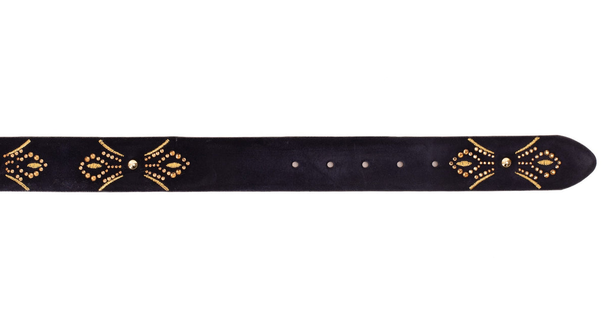The Lazio Navy Blue Suede Leather Belt - Che Cose Belle