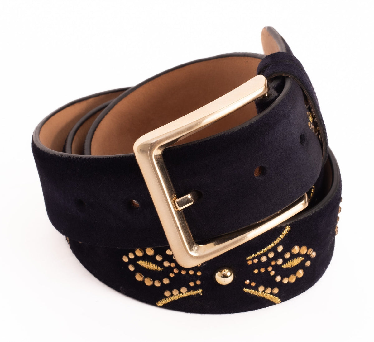 The Lazio Navy Blue Suede Leather Belt - Che Cose Belle