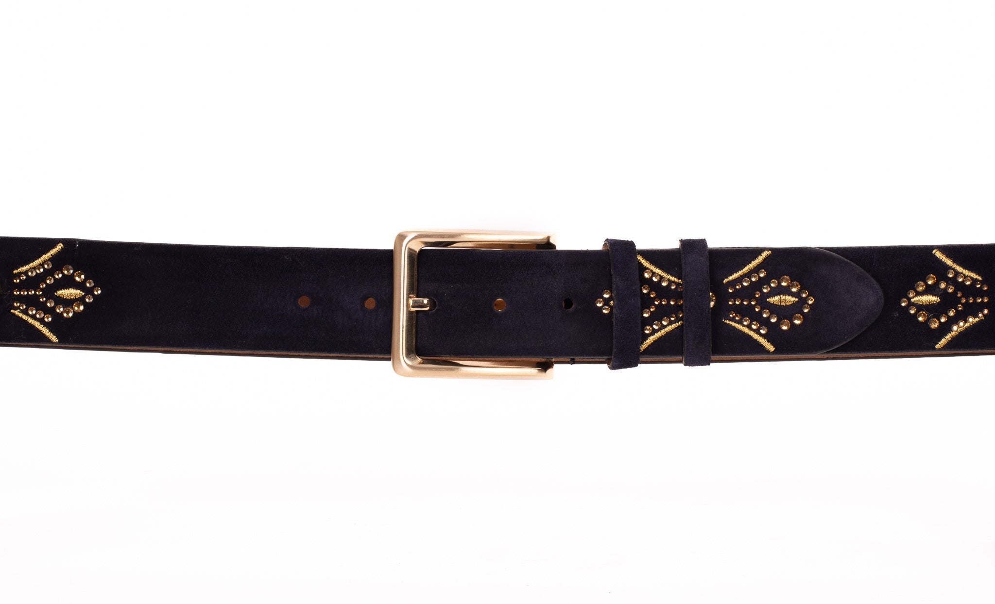 The Lazio Navy Blue Suede Leather Belt - Che Cose Belle