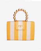 THE LOUISA Yellow & Cream Stripe Woven Straw Clutch Bag - Che Cose Belle