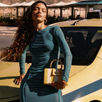 THE LOUISA Yellow & Cream Stripe Woven Straw Clutch Bag - Che Cose Belle