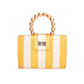 THE LOUISA Yellow & Cream Stripe Woven Straw Clutch Bag - Che Cose Belle
