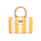 THE LOUISA Yellow & Cream Stripe Woven Straw Clutch Bag - Che Cose Belle