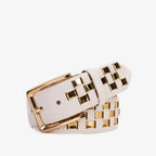 The Mackenzie White & Gold Woven Leather Belt - Che Cose Belle