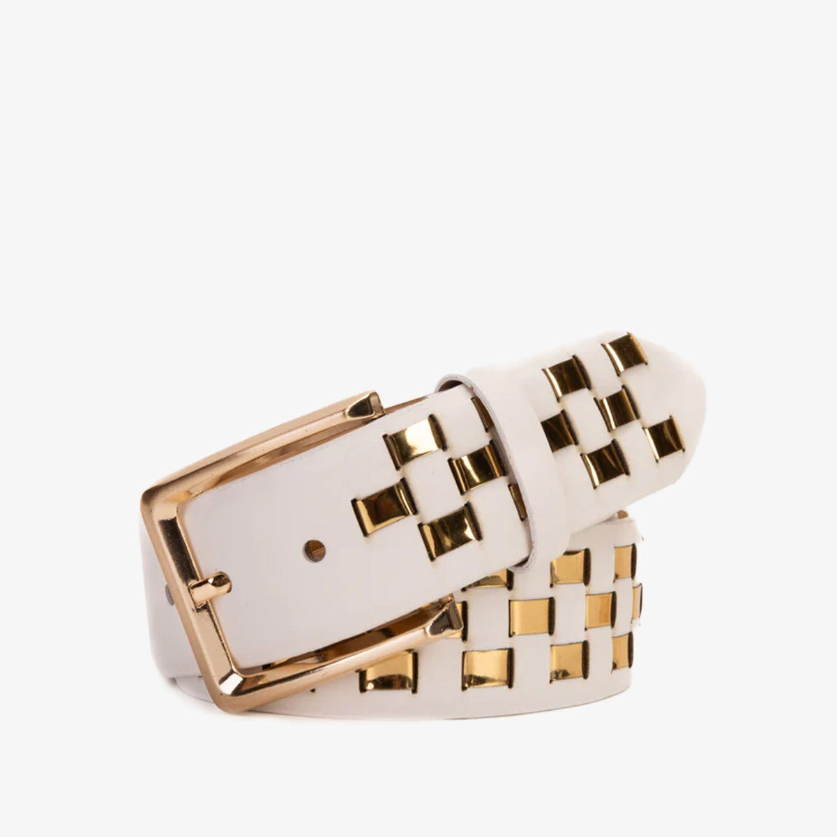 The Mackenzie White & Gold Woven Leather Belt - Che Cose Belle