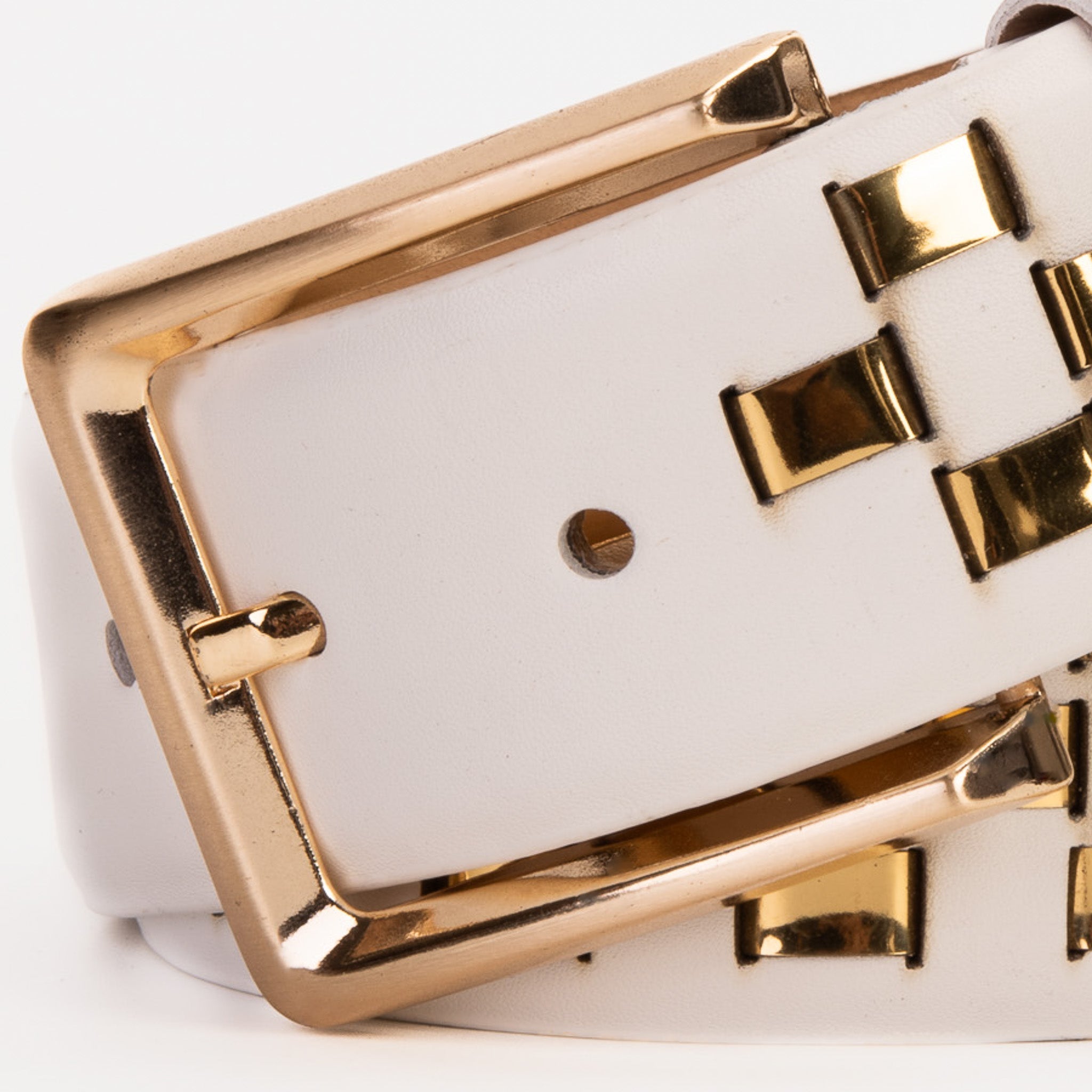 The Mackenzie White & Gold Woven Leather Belt - Che Cose Belle