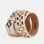 The Mackenzie White & Gold Woven Leather Belt - Che Cose Belle