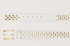 The Mackenzie White & Gold Woven Leather Belt - Che Cose Belle