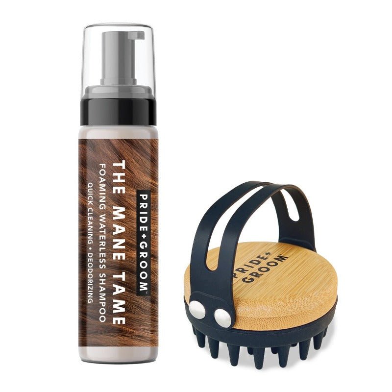 THE MID GROOM KIT — Waterless Foaming Dog & Cat Shampoo with Silicone Dog Grooming Brush with Hand Strap - Che Cose Belle
