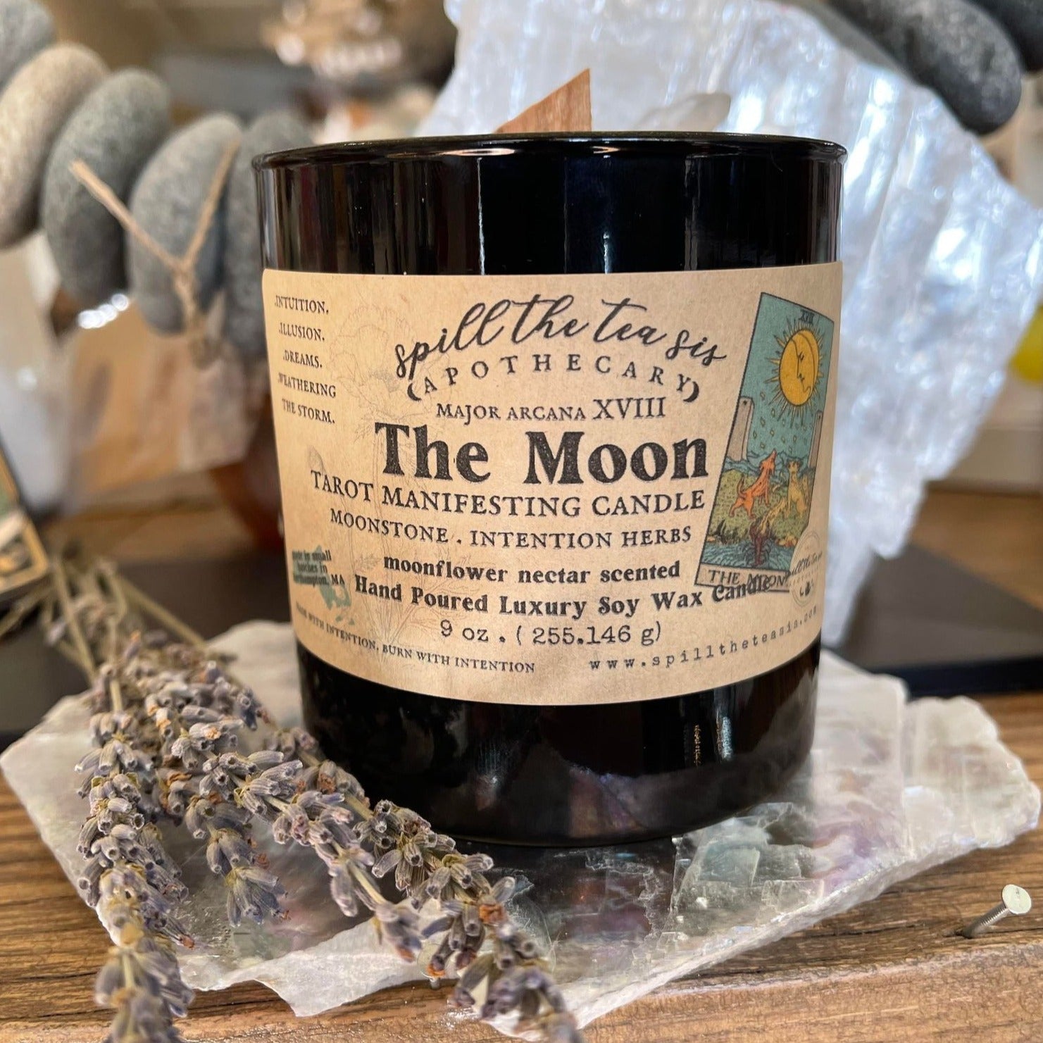 The Moon Tarot Card Intention Soy Wax Candle - 9oz - Che Cose Belle