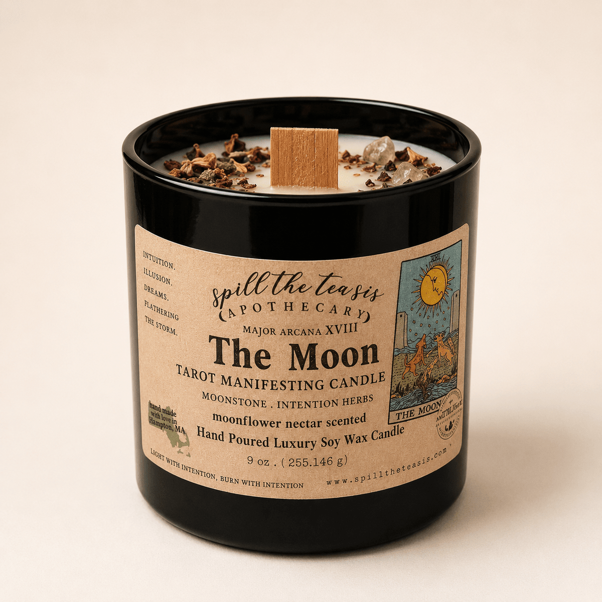 The Moon Tarot Card Intention Soy Wax Candle - 9oz - Che Cose Belle