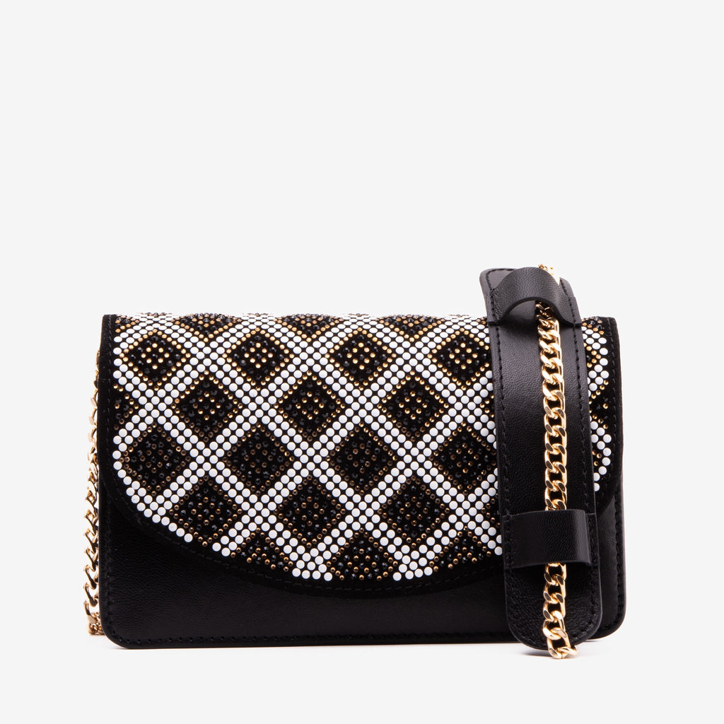 The Nampula Black Glitter Leather Handbag - Che Cose Belle