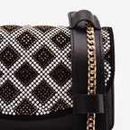 The Nampula Black Glitter Leather Handbag - Che Cose Belle