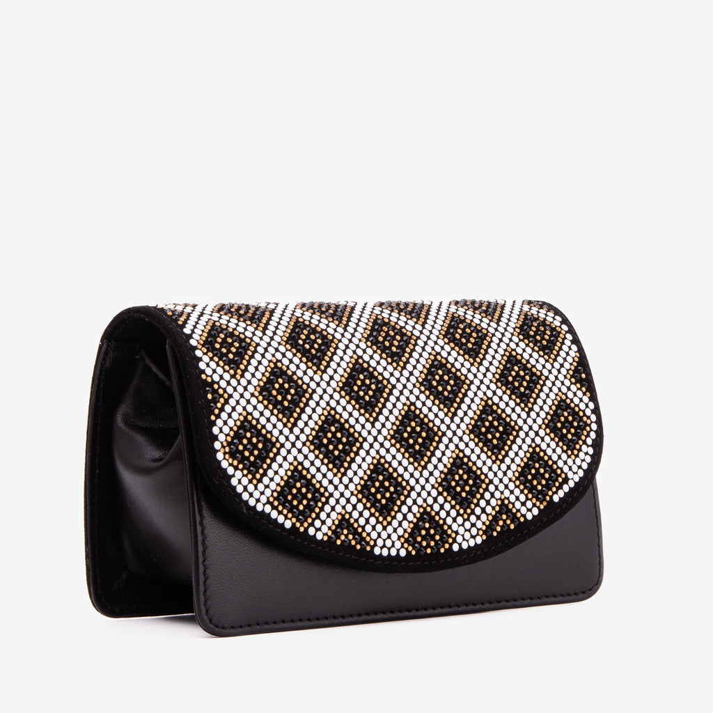 The Nampula Black Glitter Leather Handbag - Che Cose Belle