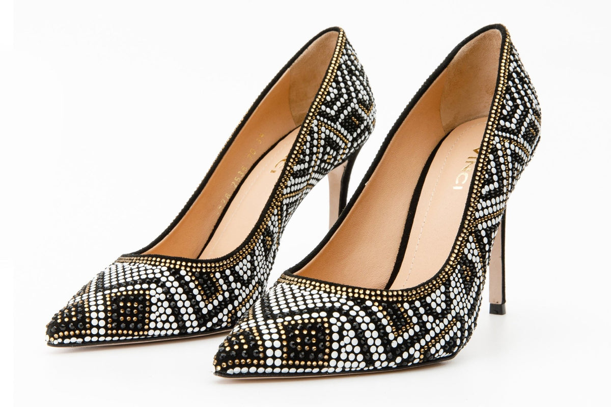 The Nampula Black Glitter Leather Pump Women Shoe - Che Cose Belle