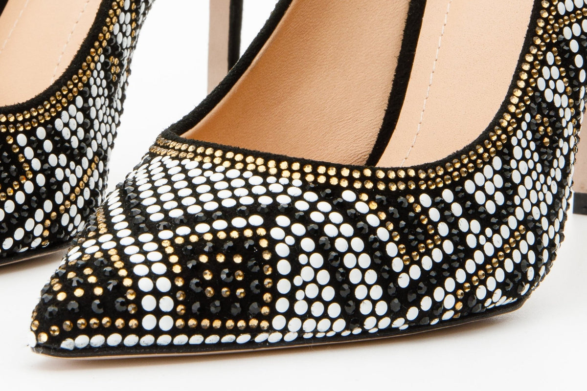The Nampula Black Glitter Leather Pump Women Shoe - Che Cose Belle