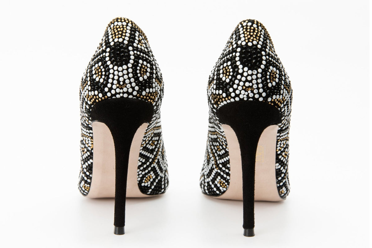 The Nampula Black Glitter Leather Pump Women Shoe - Che Cose Belle