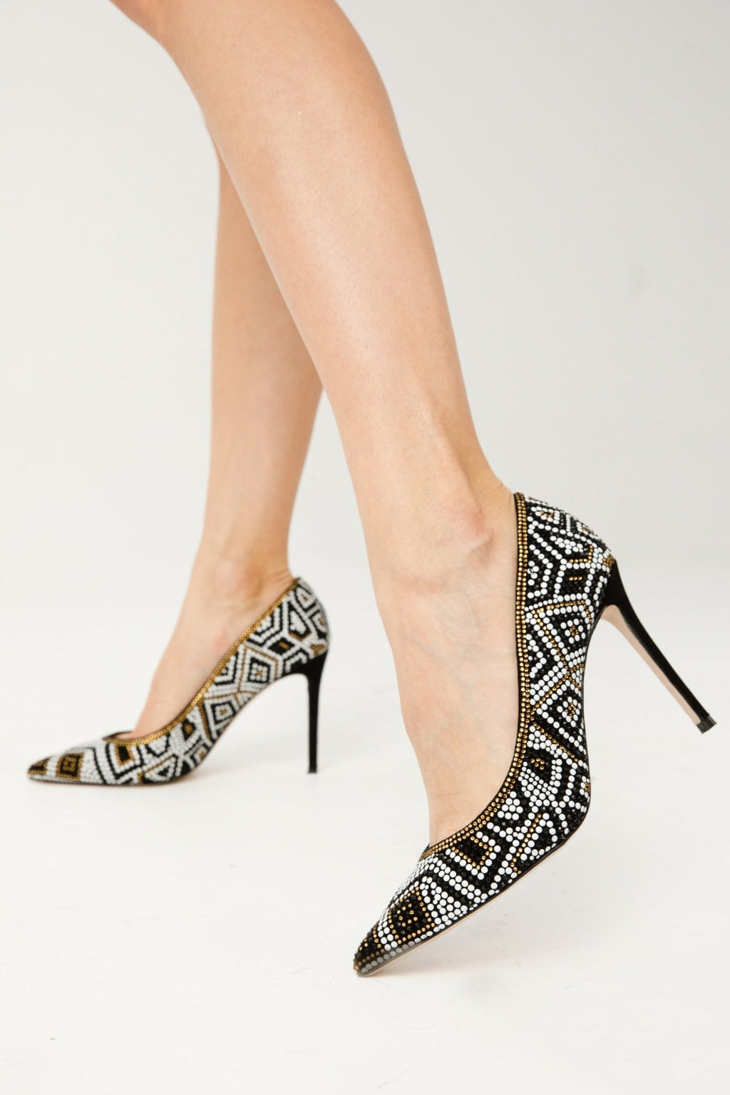 The Nampula Black Glitter Leather Pump Women Shoe - Che Cose Belle