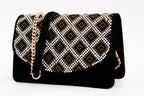 The Nampula Black Glitter Suede Leather Handbag - Che Cose Belle