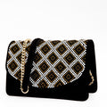 The Nampula Black Glitter Suede Leather Handbag - Che Cose Belle