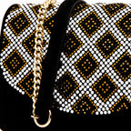 The Nampula Black Glitter Suede Leather Handbag - Che Cose Belle