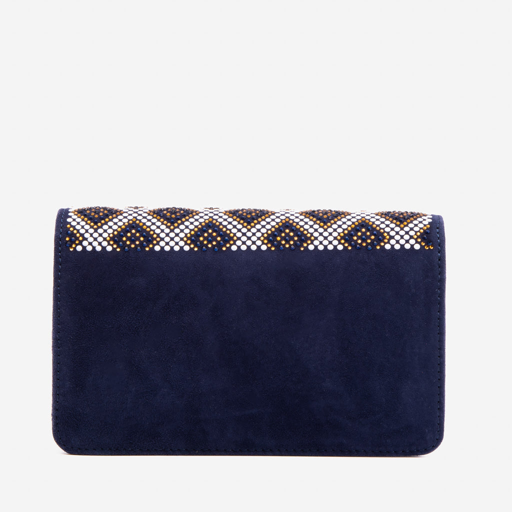 The Nampula Navy Blue Glitter Leather Handbag - Che Cose Belle