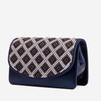 The Nampula Navy Blue Glitter Leather Handbag - Che Cose Belle