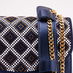 The Nampula Navy Blue Glitter Leather Handbag - Che Cose Belle