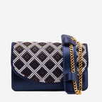 The Nampula Navy Blue Glitter Leather Handbag - Che Cose Belle