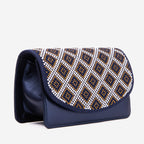 The Nampula Navy Blue Glitter Leather Handbag - Che Cose Belle