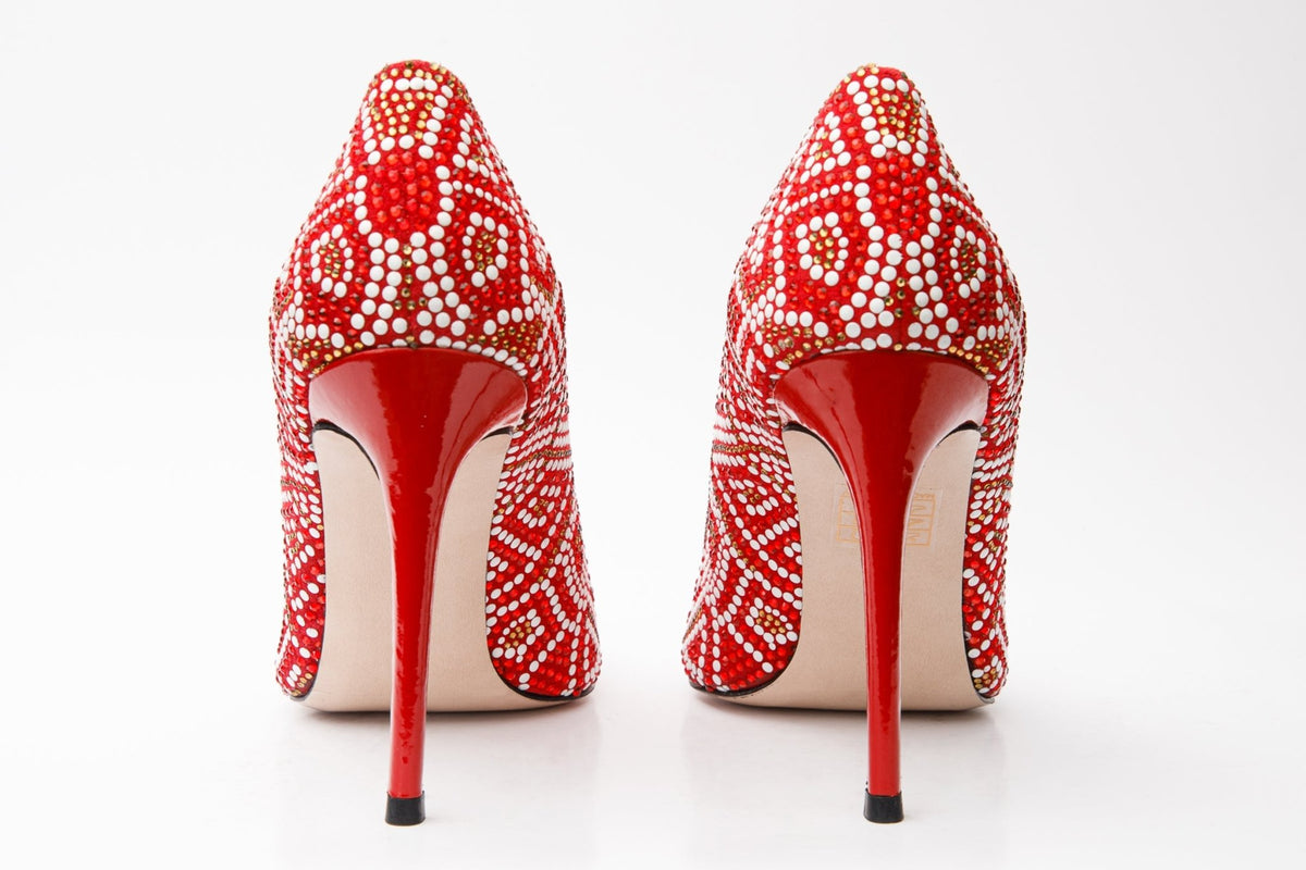 The Nampula Red Glitter Leather Pump Women Shoe - Che Cose Belle