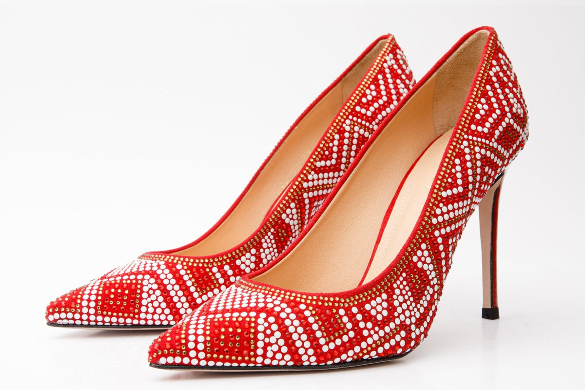The Nampula Red Glitter Leather Pump Women Shoe - Che Cose Belle